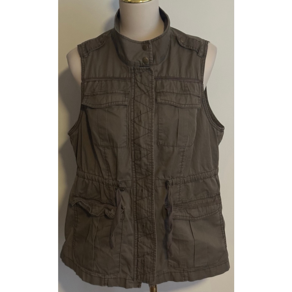 Women's Maurices Olive Green Utility Vest Plus Size 0X(14W)